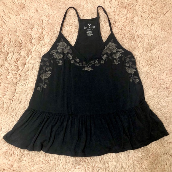 American Eagle Outfitters Tops - American Eagle Black Babydoll Tank